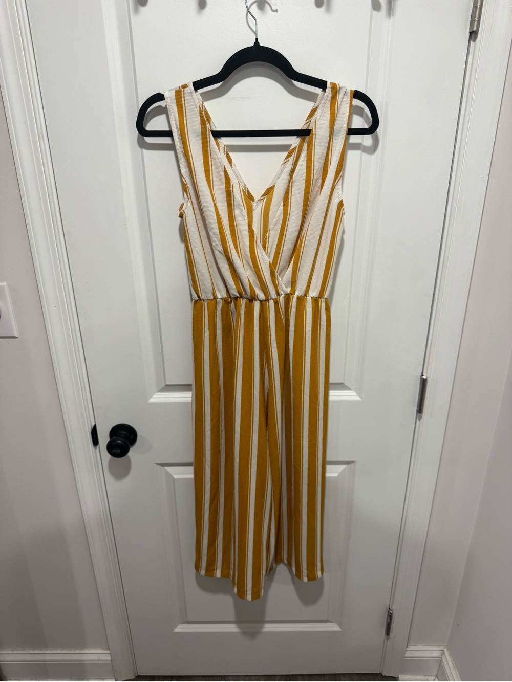 Striped Mustard & White Jumpsuit
